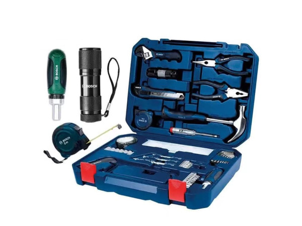 تشكيله من المعدات اليدويه + سنون مفكات + لقم 108 قطعه BOSCH