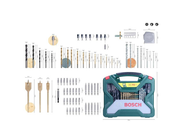 تشكيله من البنط و اللقم و سنون المفكات 70 قطعه BOSCH