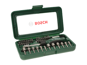 تشكيله من سنون المفكات و اللقم 46 قطعه +مفك BOSCH