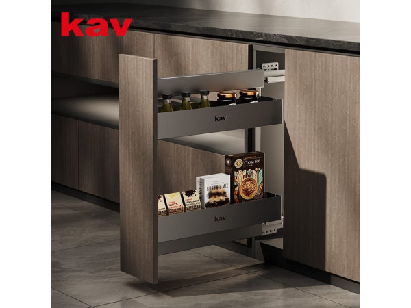 تروللي 15سم سلة صاج (وحدة 20سم) (بول اوت) مجري سفلي تثبيت جانبي  كاف (B061201C-2002) KAV