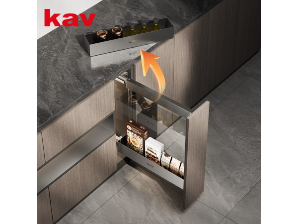 تروللي 15سم سلة صاج (وحدة 20سم) (بول اوت) مجري سفلي تثبيت جانبي  كاف (B061201C-2002) KAV